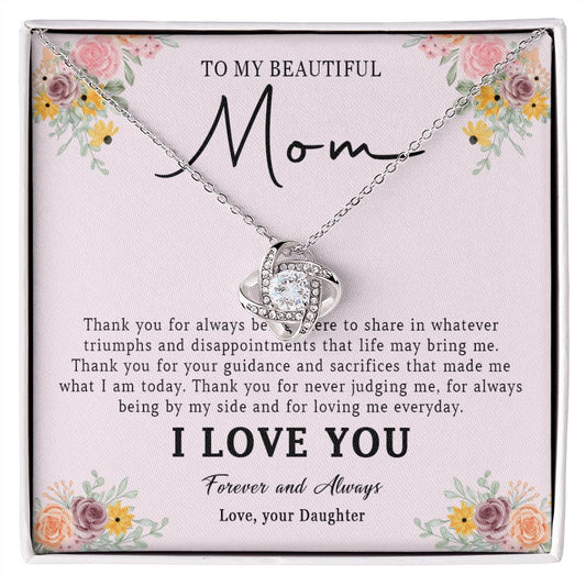 521A Love Mom Necklace, To My Beautiful Mom Necklace, Mom Birthday Gift from Daughter