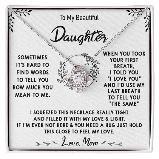 112A To My Beautiful Daughter Necklace, Daughter Mother Necklace, Gift Xmas From Mom