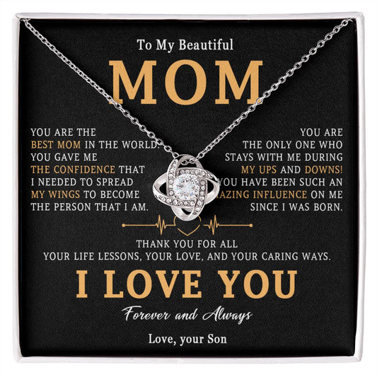 516A To My Beautiful Mom Necklace, Mom Gift, Mom Birthday Gift from Son, Love Gifts