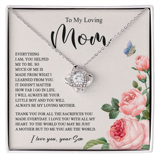 628A To My Loving Mom Necklace, Gift for Mom from Son, Mother's Day Jewelry Gifts