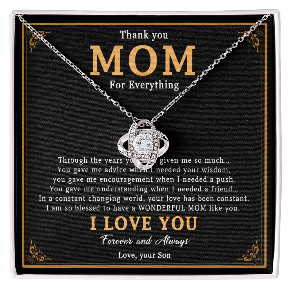 519A Thank You Mom Necklace, Mom Necklace Love Gift, Mom Birthday Gift From Son