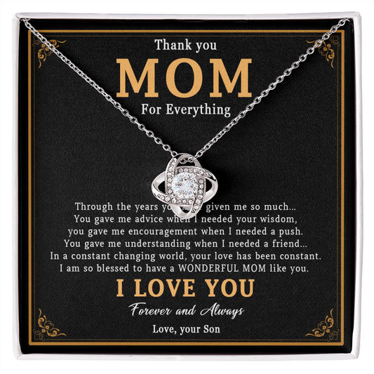 519A Thank You Mom Necklace, Mom Necklace Love Gift, Mom Birthday Gift From Son