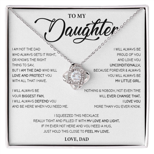 500A To My Daughter Necklace, Love Knot Pendant Necklace, Daughter Gift from Dad