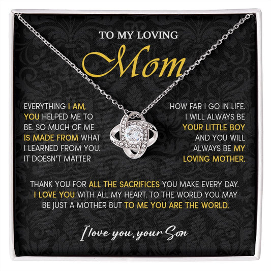 441A To My Loving Mom Necklace, Gift for Mom from Son, Mom Birthday Gifts Necklace
