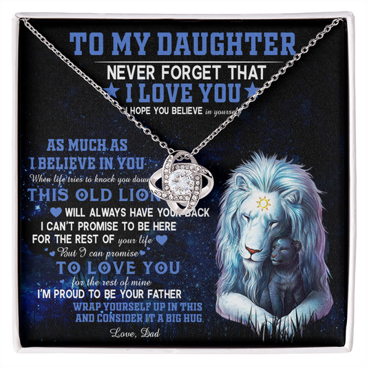 382A To My Daughter Necklace Never Forget That I Love You Necklace, Lion Necklace