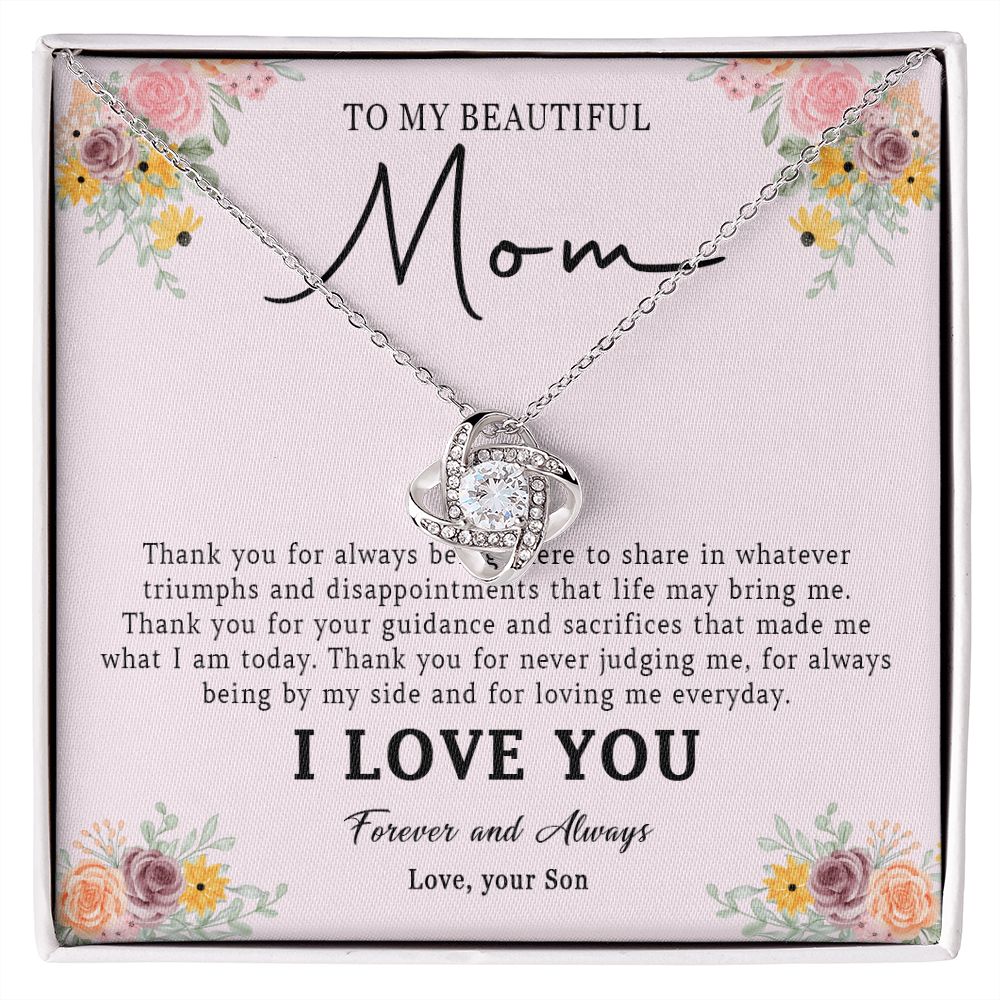 520A Love Mom Necklace, To My Beautiful Mom Necklace, Mom Birthday Gift from Son