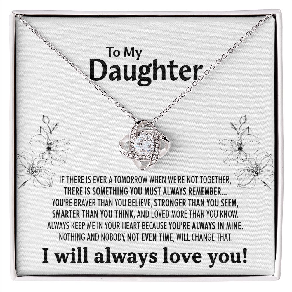 510 To My Daughter Love Knot Necklace with Message Card and Gift Box, Daughter Gift