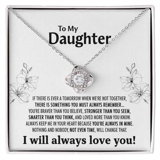 510 To My Daughter Love Knot Necklace with Message Card and Gift Box, Daughter Gift