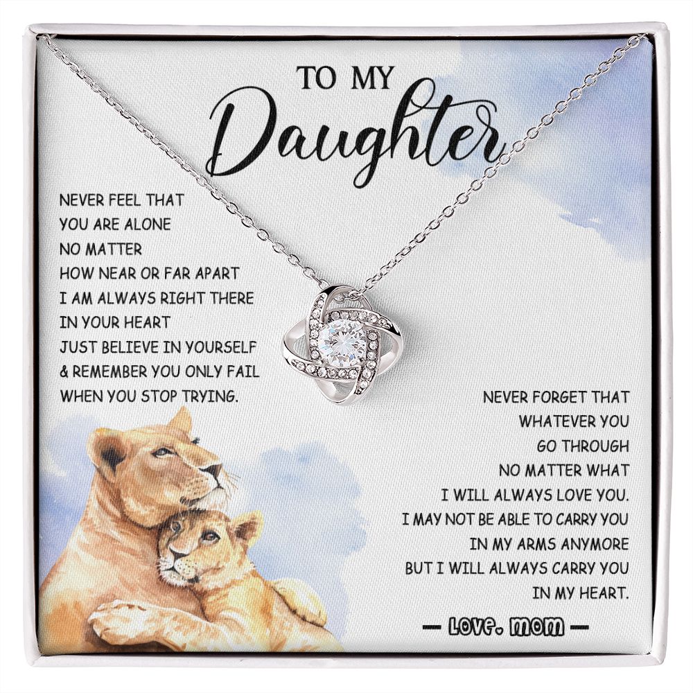 478A To My Daughter Necklace Mother to Daughter Birthday Christmas Gift from Lion Mom