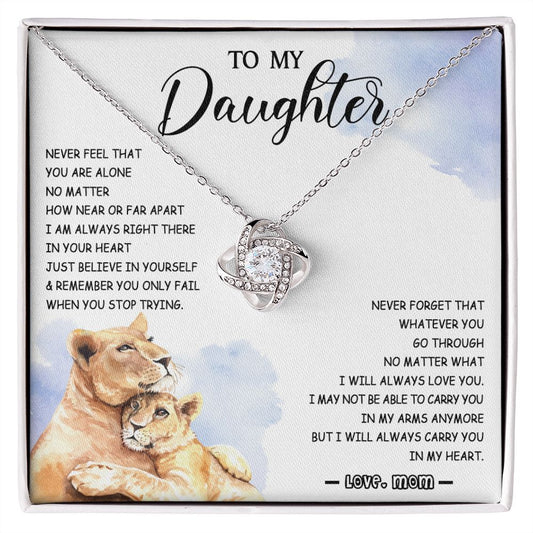 478A To My Daughter Necklace Mother to Daughter Birthday Christmas Gift from Lion Mom
