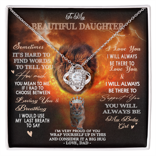 384A To My Beautiful Daughter Necklace, Lion Necklace, Gift Birthday From Dad