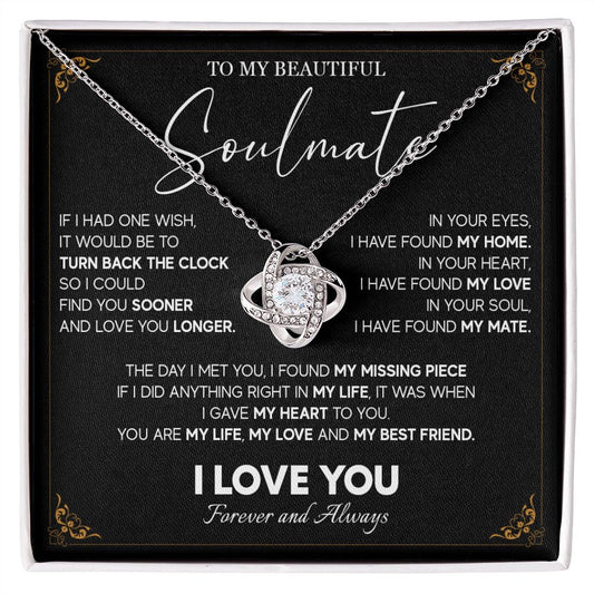 512A To My Beautiful Soulmate Necklace, Gift for Girlfriend, Wife, Anniversary Gift