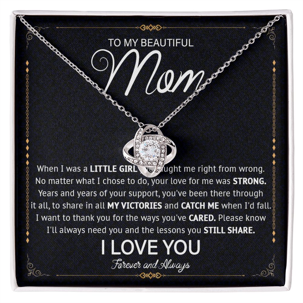 526A Love Knot Necklace To Mom From Daughter Son, Birthday Jewelry To Mom, Mommy