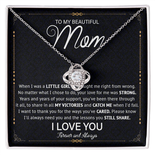 526A Love Knot Necklace To Mom From Daughter Son, Birthday Jewelry To Mom, Mommy