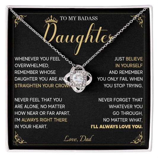513A To My Badass Daughter Crown Necklace, Birthday Gift For Badass Daughter From Dad