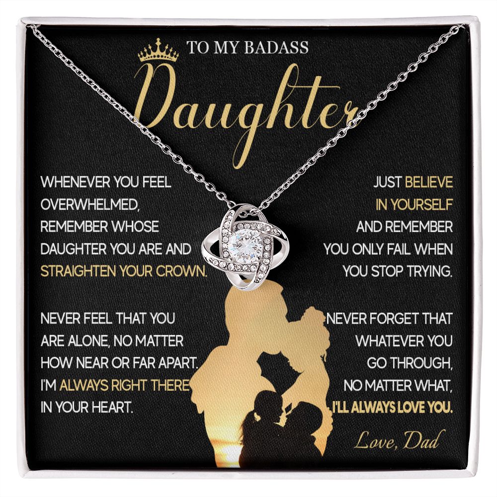 515A To My Badass Daughter Necklace, Birthday Gift For Daughter From Dad, Christmas
