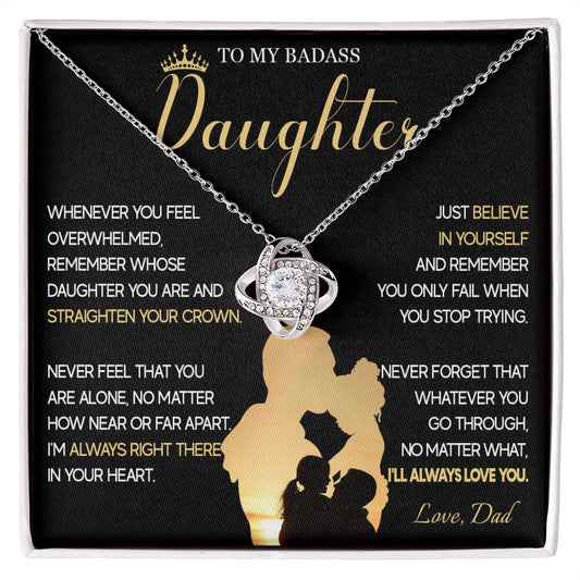515A To My Badass Daughter Necklace, Birthday Gift For Daughter From Dad, Christmas
