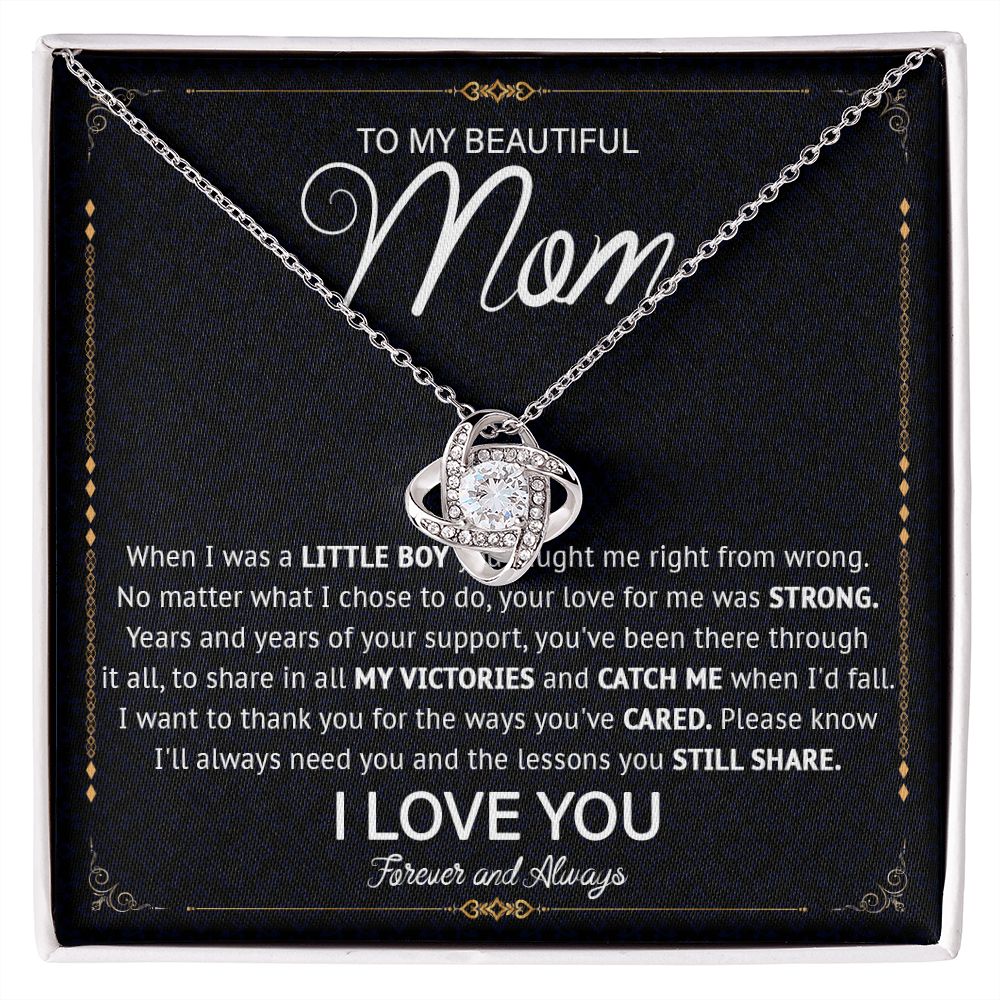 527A Love Knot Necklace To Mom From Daughter Son, Birthday Jewelry To Mom, Mother Day