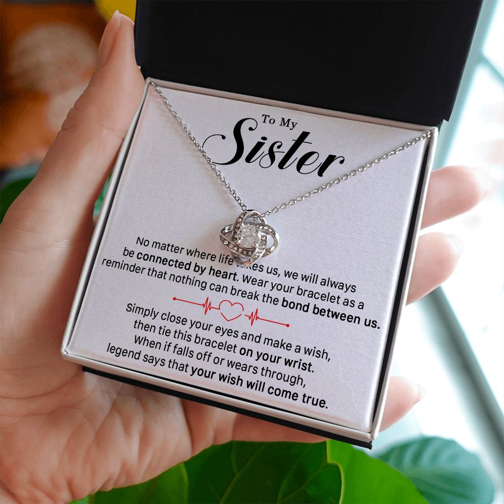 545A To My Sister Necklace, Sister Best Friends Love Heart Necklace, Birthday Gifts