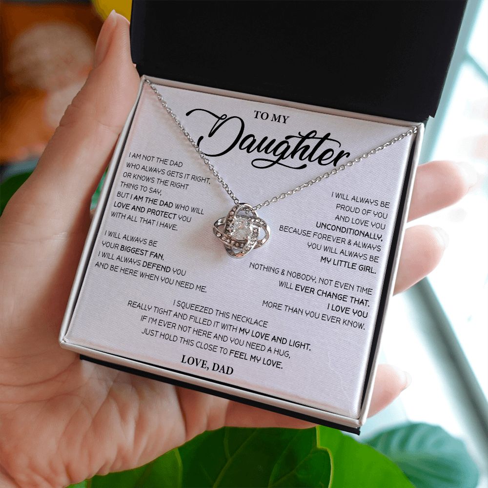 500A To My Daughter Necklace, Love Knot Pendant Necklace, Daughter Gift from Dad