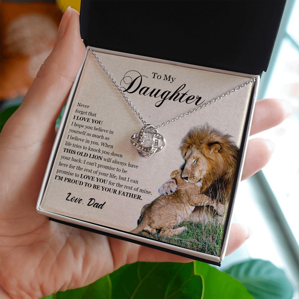 462A To My Daughter Necklace, Gift For Daughter From Dad, Daughter Father Lion Gift,