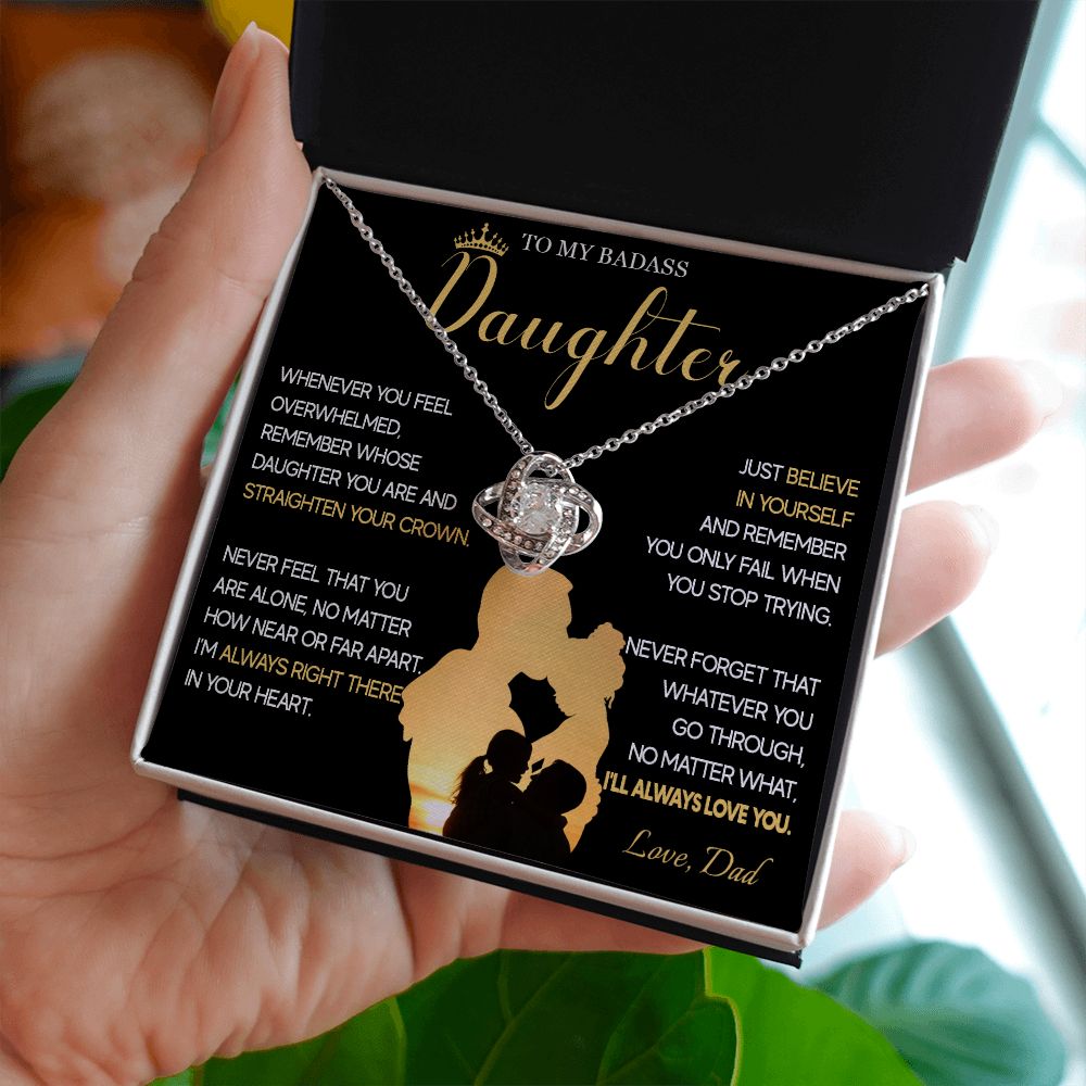 515A To My Badass Daughter Necklace, Birthday Gift For Daughter From Dad, Christmas