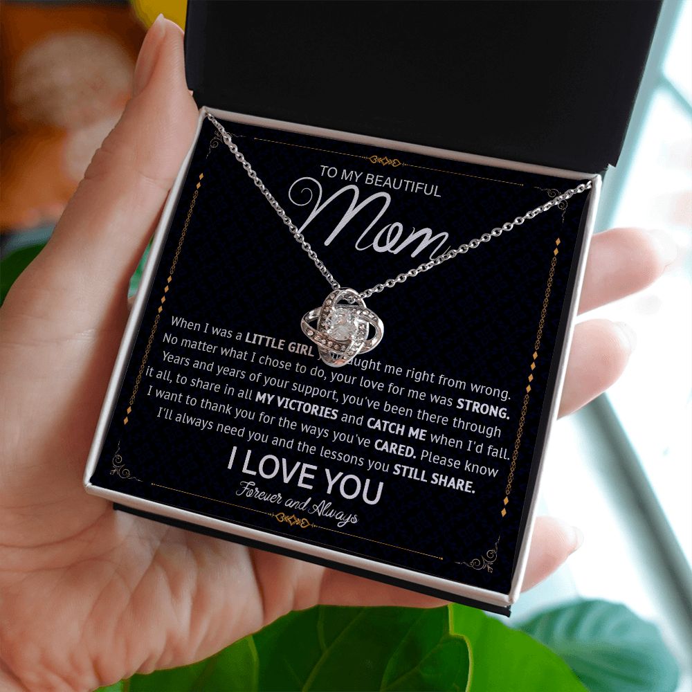 526A Love Knot Necklace To Mom From Daughter Son, Birthday Jewelry To Mom, Mommy