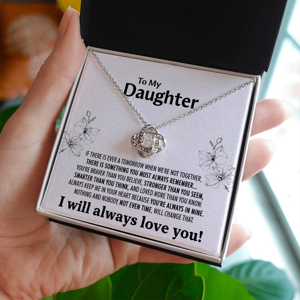 510 To My Daughter Love Knot Necklace with Message Card and Gift Box, Daughter Gift