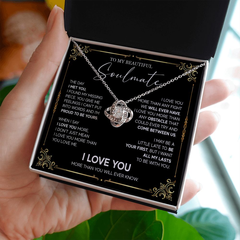 498A To My Soulmate Knot Necklace, Soulmate Necklace Gift, Birthday Gifts for Womens