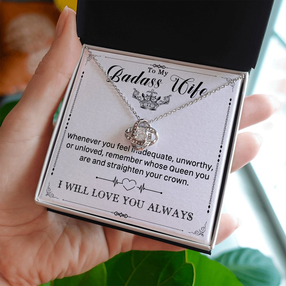 546A To My Badass Wife Pendant Necklace, Wife Necklace Birthday Gift from Husband