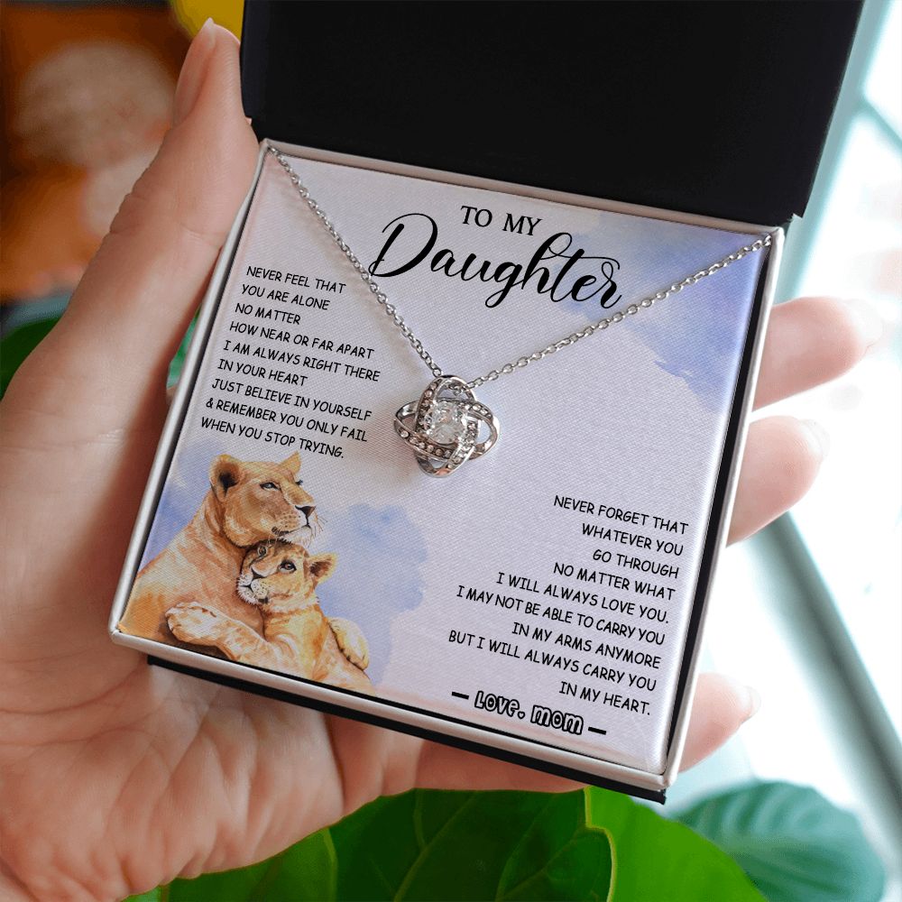 478A To My Daughter Necklace Mother to Daughter Birthday Christmas Gift from Lion Mom