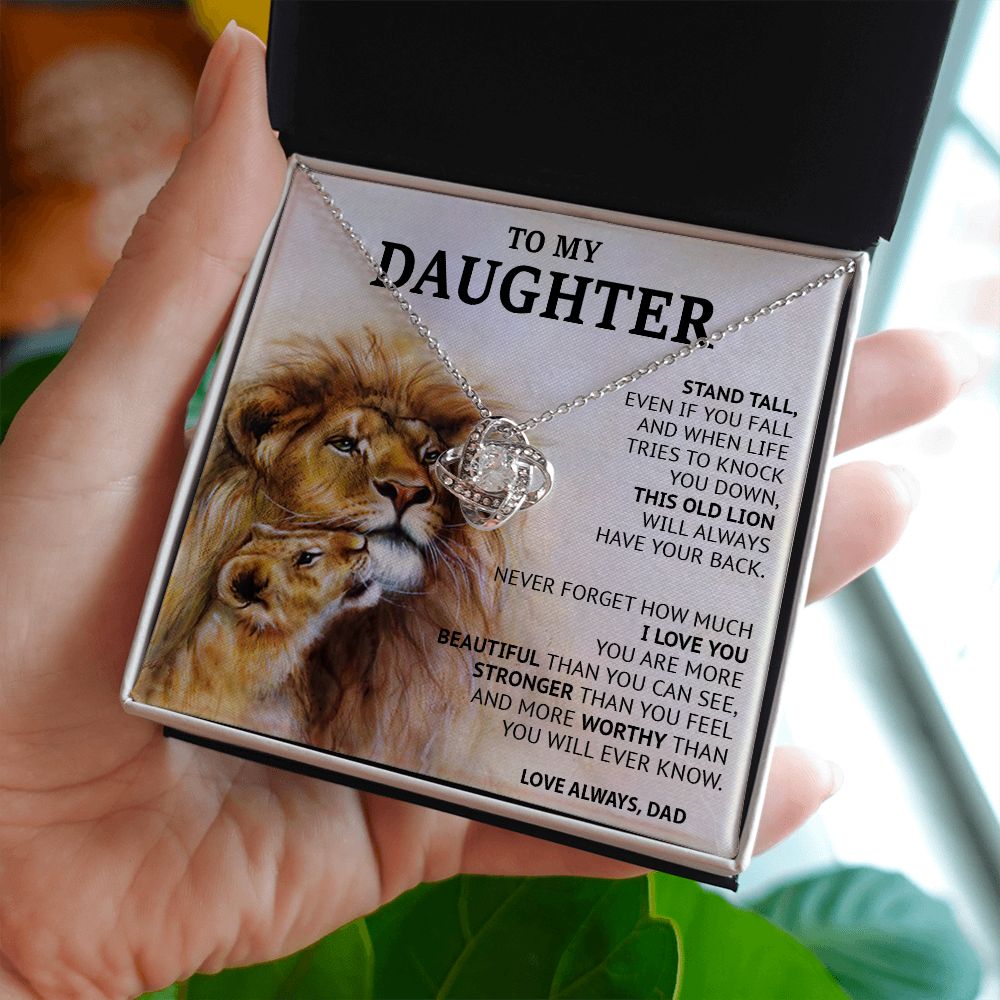 499A To My Daughter Necklace, Xmas Gift For Daughter From Dad, Daughter Father Lion