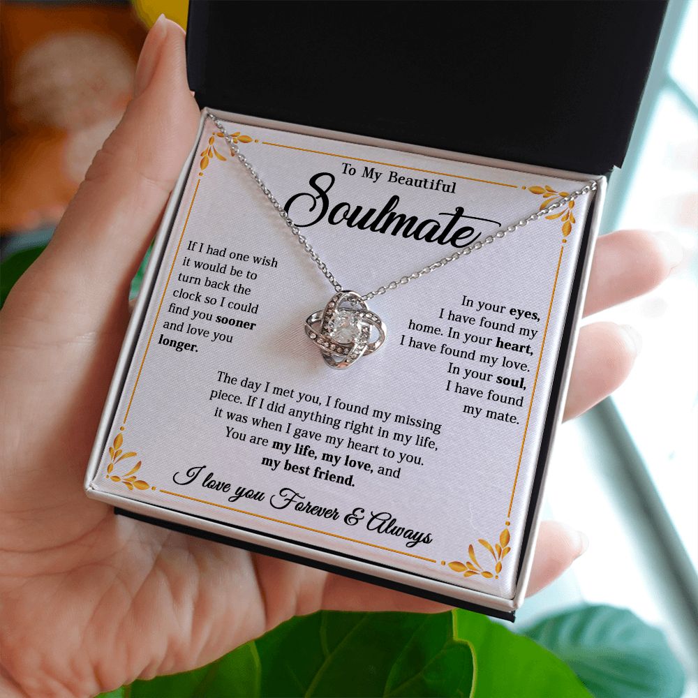 615A To My Beautiful Soulmate Necklace, Gift for Wife, Girlfriend, Valentine Gift