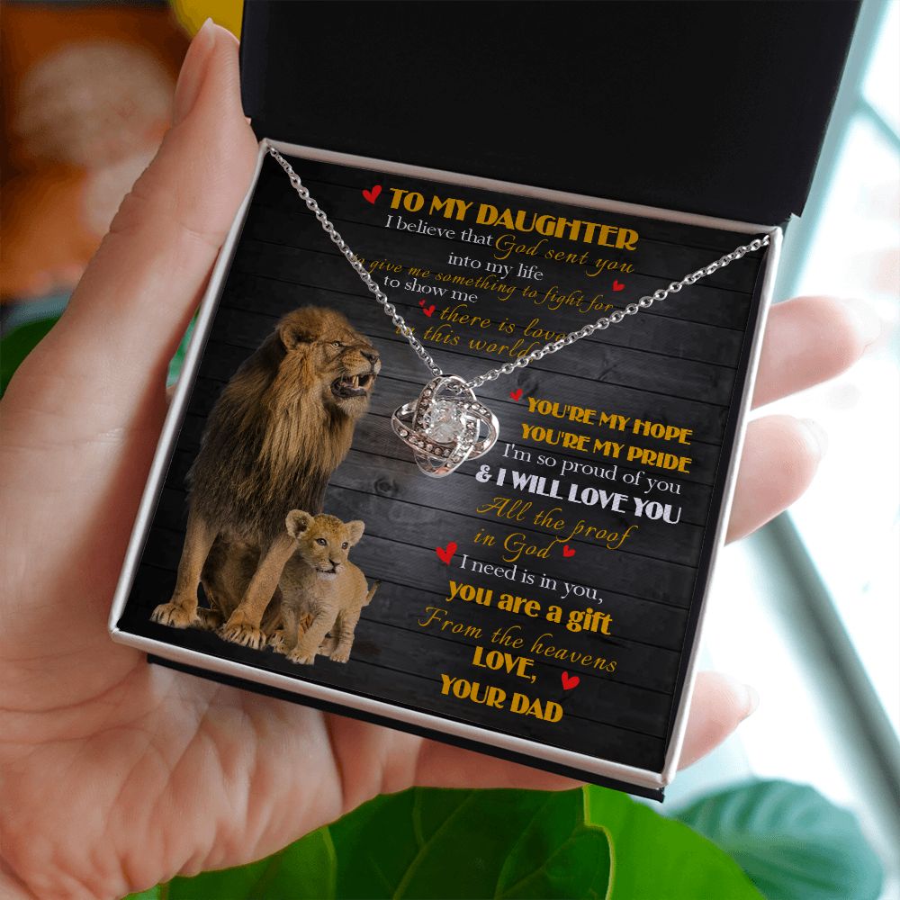 392A To My Daughter Necklace, Xmas Gift For Daughter From Dad, Daughter Father Lion