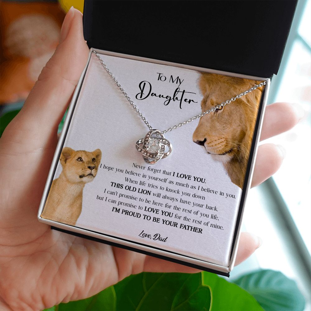 431A To My Daughter Necklace, Xmas Gift For Daughter From Dad, Daughter Father Lion