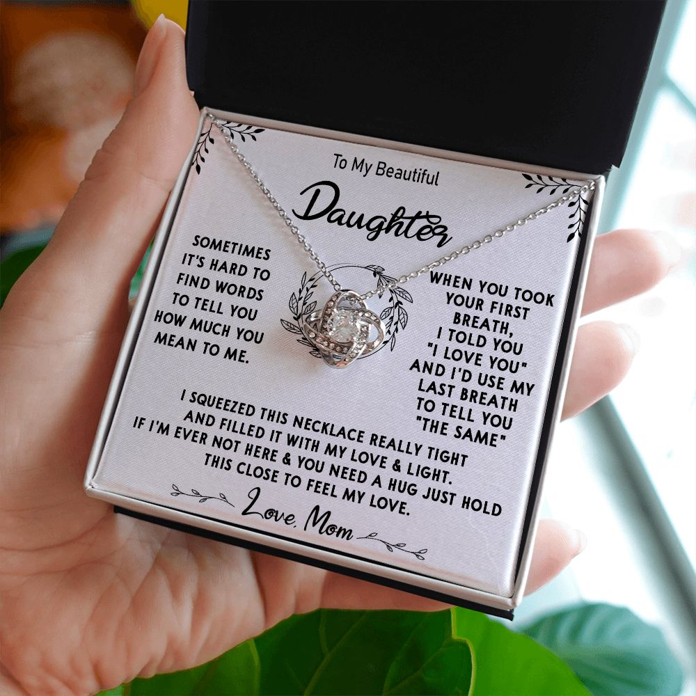 112A To My Beautiful Daughter Necklace, Daughter Mother Necklace, Gift Xmas From Mom