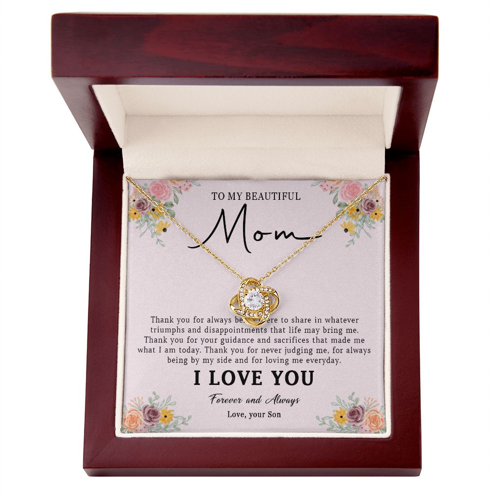 520A Love Mom Necklace, To My Beautiful Mom Necklace, Mom Birthday Gift from Son