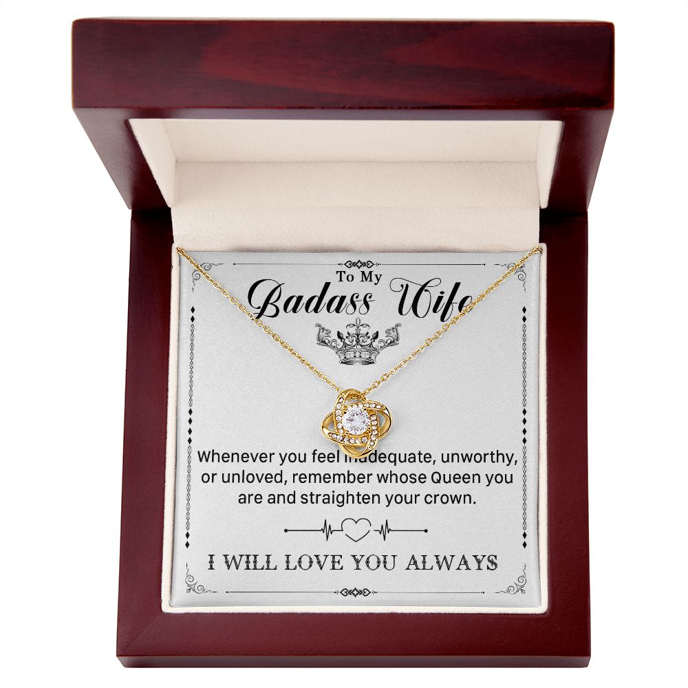 546A To My Badass Wife Pendant Necklace, Wife Necklace Birthday Gift from Husband