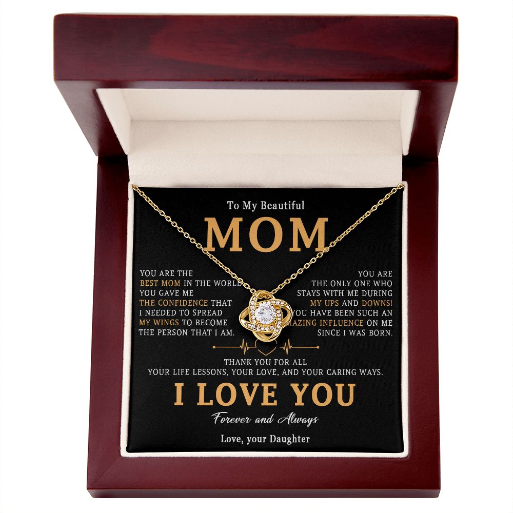 517A To My Beautiful Mom Necklace, Love Mom Gift, Mom Birthday Gift from Daughter