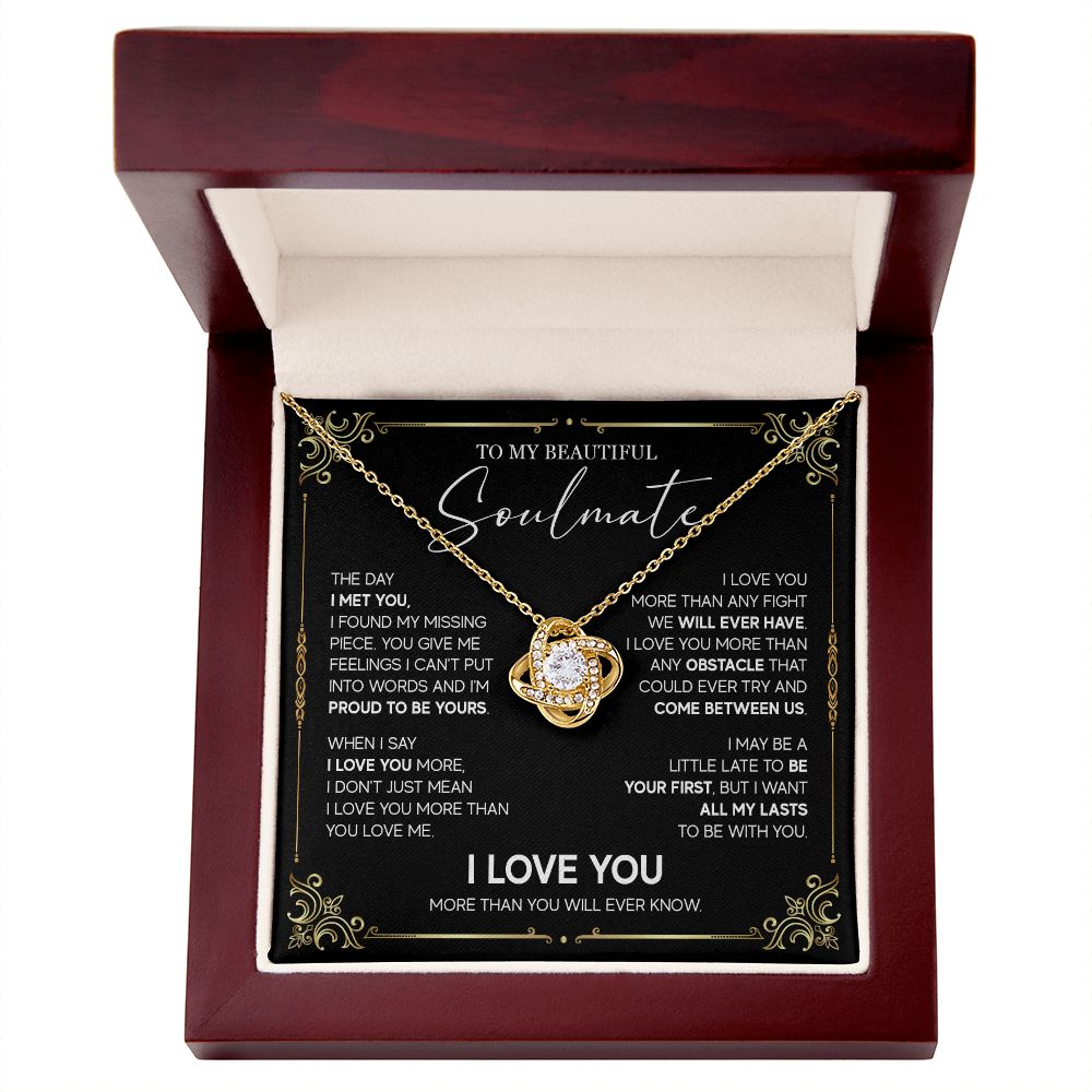498A To My Soulmate Knot Necklace, Soulmate Necklace Gift, Birthday Gifts for Womens