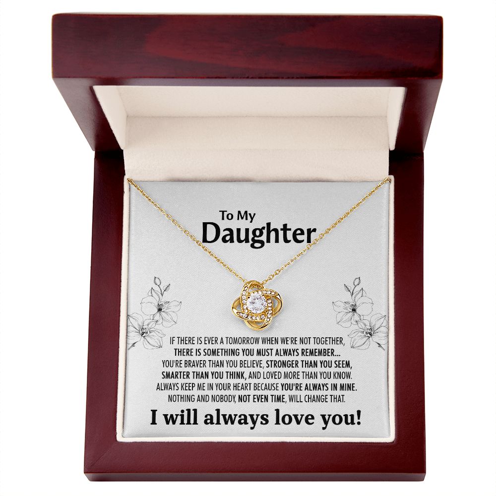 510 To My Daughter Love Knot Necklace with Message Card and Gift Box, Daughter Gift