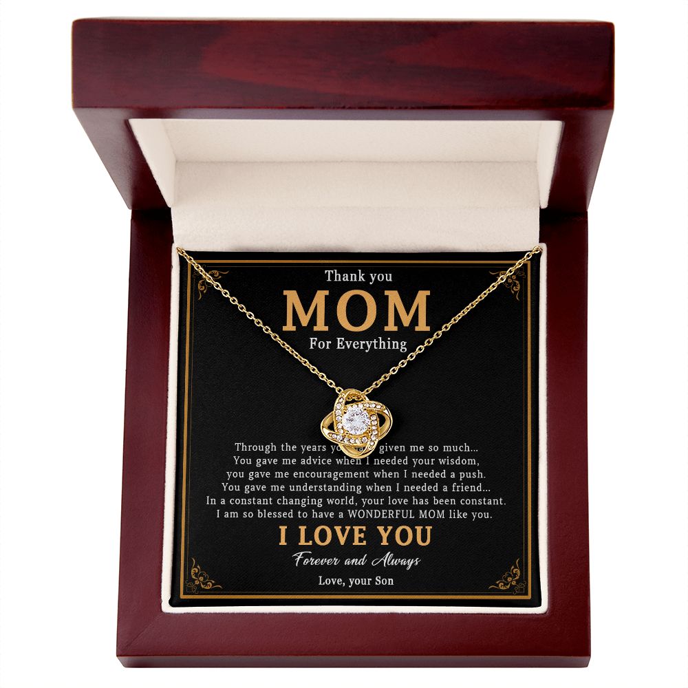 519A Thank You Mom Necklace, Mom Necklace Love Gift, Mom Birthday Gift From Son