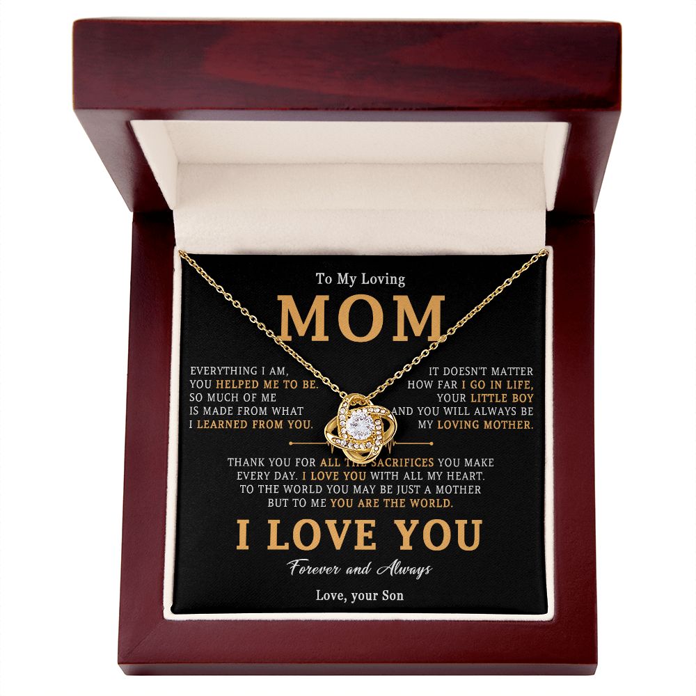 509A To My Loving Mom Necklace, Gift for Mom from Son, Mother's Day Jewelry Gifts