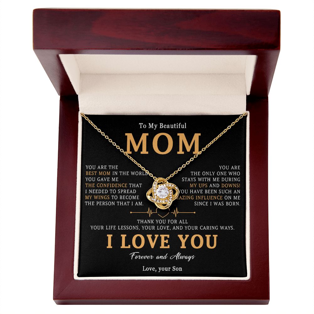 516A To My Beautiful Mom Necklace, Mom Gift, Mom Birthday Gift from Son, Love Gifts