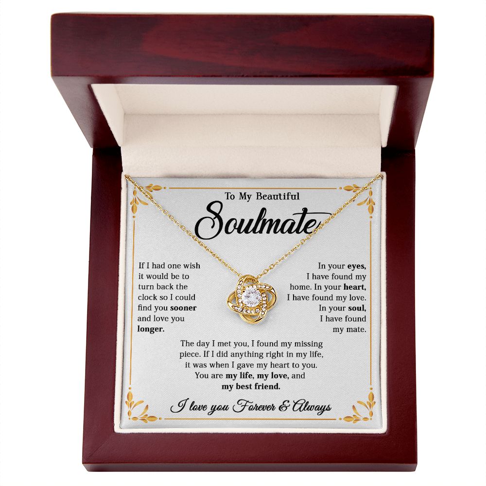 615A To My Beautiful Soulmate Necklace, Gift for Wife, Girlfriend, Valentine Gift
