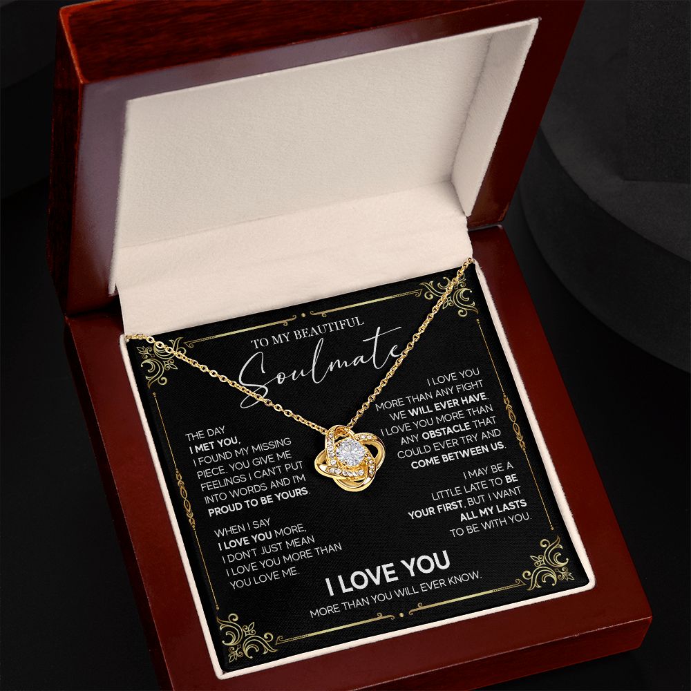 498A To My Soulmate Knot Necklace, Soulmate Necklace Gift, Birthday Gifts for Womens