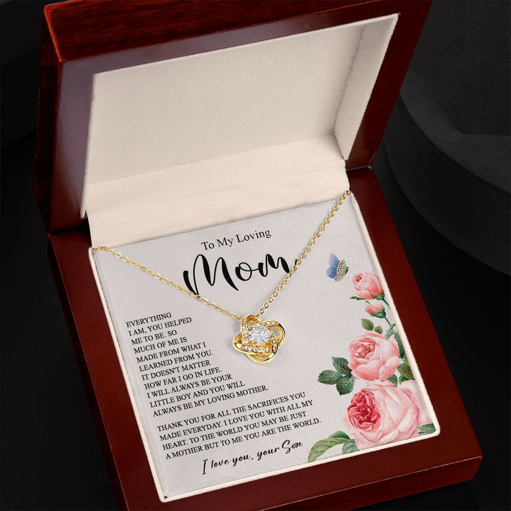 628A To My Loving Mom Necklace, Gift for Mom from Son, Mother's Day Jewelry Gifts