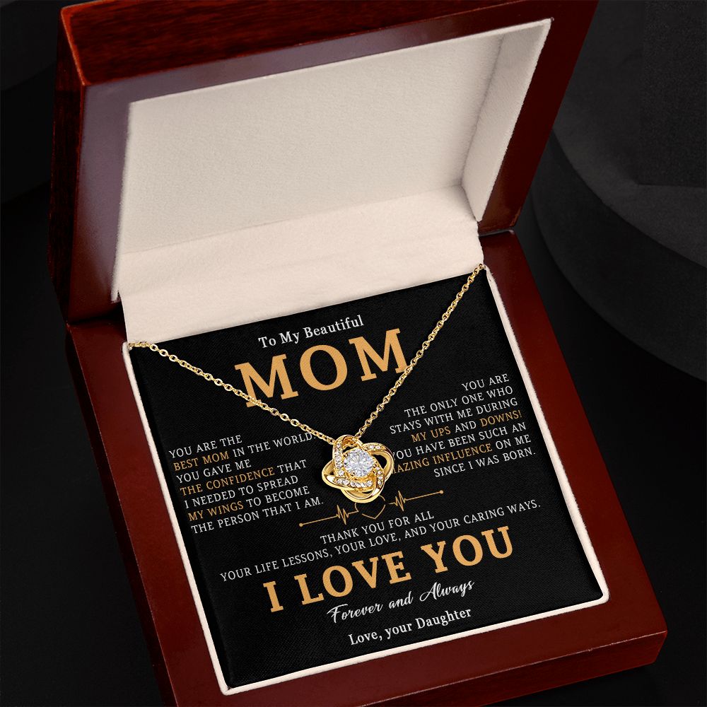 517A To My Beautiful Mom Necklace, Love Mom Gift, Mom Birthday Gift from Daughter
