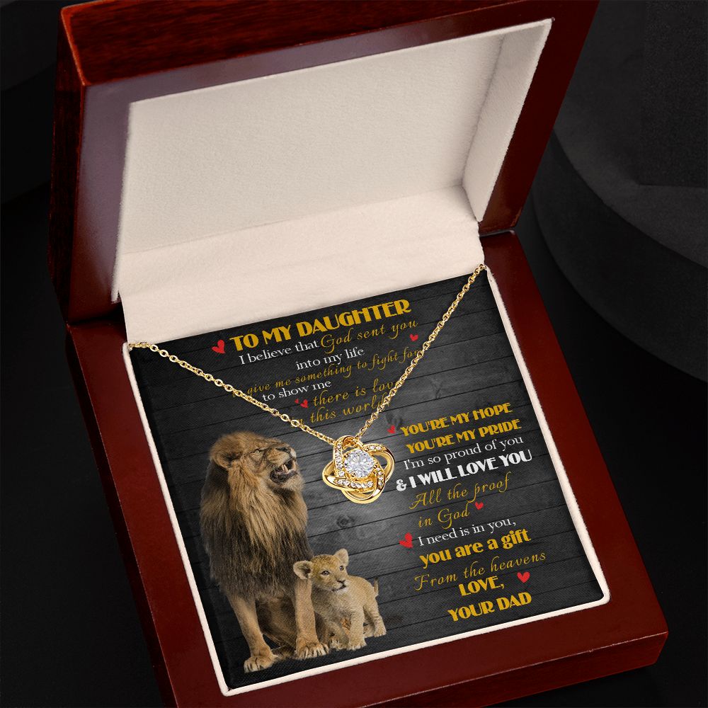 392A To My Daughter Necklace, Xmas Gift For Daughter From Dad, Daughter Father Lion
