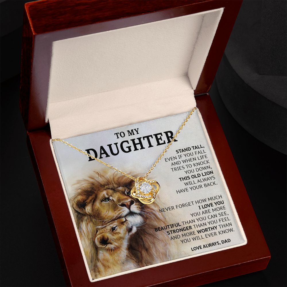 499A To My Daughter Necklace, Xmas Gift For Daughter From Dad, Daughter Father Lion